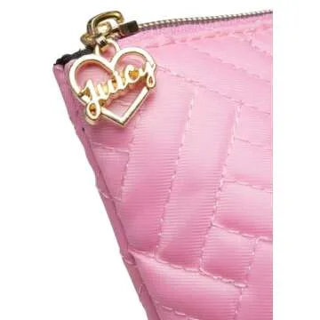Juicy Couture Women's Cosmetics Bag - Travel Makeup and Toiletries Top Zip Wedge Pouch, Size One Size, Quilted Pebble