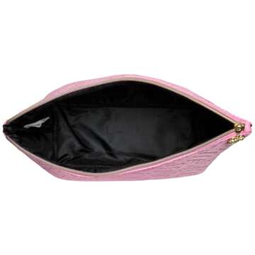 Juicy Couture Women's Cosmetics Bag - Travel Makeup and Toiletries Top Zip Wedge Pouch, Size One Size, Quilted Pebble