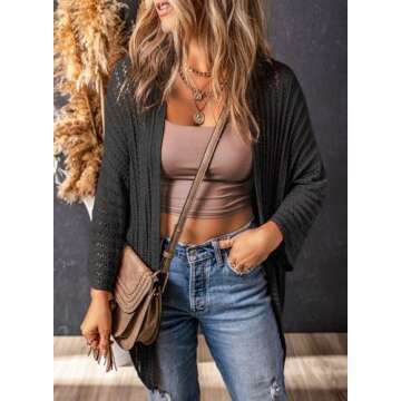 Dokotoo Black Cardigan Sweaters for Women Summer Lightweight Cardigan Dressy Crochet Fashion Womens ...