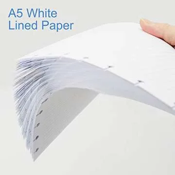 Junior Size Discbound Refill Paper - 8 Discs Discbound Paper, Lined Arc Paper Refill, 100gsm, Disc Paper Refill White Paper, 100 Sheets/200 Pages, 5.8 X 8.25 in