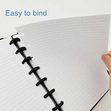 Junior Size Discbound Refill Paper - 8 Discs Discbound Paper, Lined Arc Paper Refill, 100gsm, Disc Paper Refill White Paper, 100 Sheets/200 Pages, 5.8 X 8.25 in