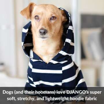 DJANGO Dog Hoodie - Soft, Stretchy, & Cozy Sweatshirts for Dogs - Navy Winter Dog Sweaters for Dachshunds and Small Dogs - Machine Washable Hoodie for Dogs with Elastic Waistband and Harness Hole