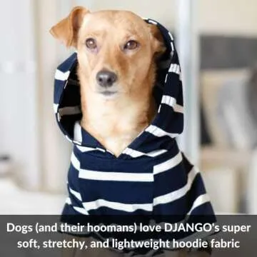 DJANGO Dog Hoodie - Soft, Stretchy, & Cozy Sweatshirts for Dogs - Navy Winter Dog Sweaters for Dachshunds and Small Dogs - Machine Washable Hoodie for Dogs with Elastic Waistband and Harness Hole