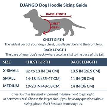 DJANGO Dog Hoodie - Soft, Stretchy, & Cozy Sweatshirts for Dogs - Navy Winter Dog Sweaters for Dachshunds and Small Dogs - Machine Washable Hoodie for Dogs with Elastic Waistband and Harness Hole