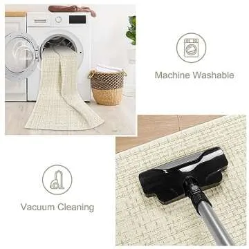 Seavish Hallway Runner Rug Kitchen Rugs Washable 2'x6' Beige Cotton Woven Farmhouse Rug Patio Entryway Rug Indoor Outdoor Carpet Runner for Bathroom Bedroom Living Room Laundry Room