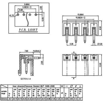 Oiyagai 5.08mm Pitch Right Angle 20Set 2pin PCB Pluggable Terminal Block Connectors