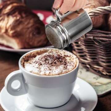 Accmor 2pcs Powdered Sugar Shaker Duster with Handle, Cinnamon Shaker Flour Sifter, 7oz Stainless Steel Fine Mesh Dredges Shakers for Cinnamon Flour Salt Pepper