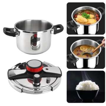 Stainless Steel Pressure Cooker, Multi Functional Explosion Proof Pressure Cooker Household 304 Stainless Steel Pressure Cooker Large Pressure Cooker (8L)