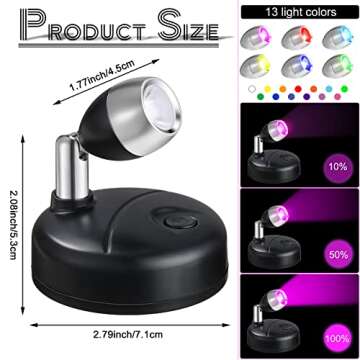 Tuanse 12 Pcs Battery Operated Accent Lights - RGB LED Spotlights for Decor, Art & More