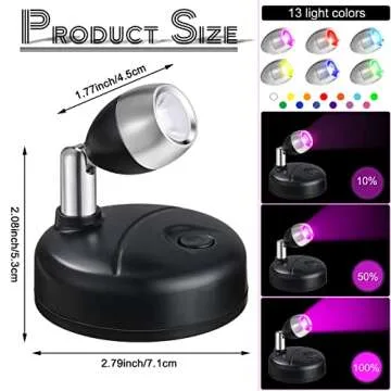 Tuanse 12 Pcs Battery Operated Accent Lights - RGB LED Spotlights for Decor, Art & More