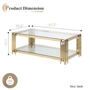 Goujxcy Luxury Glass Coffee Table & End Table Set