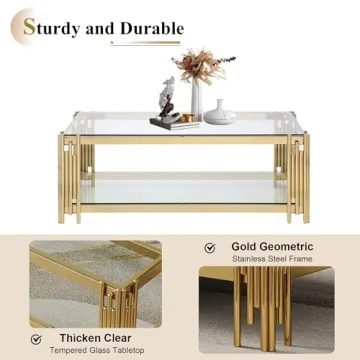 Goujxcy Luxury Glass Coffee Table & End Table Set