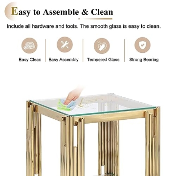 Goujxcy Luxury Glass Coffee Table & End Table Set