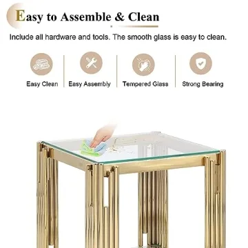 Goujxcy Luxury Glass Coffee Table & End Table Set