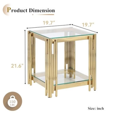 Goujxcy Luxury Glass Coffee Table & End Table Set