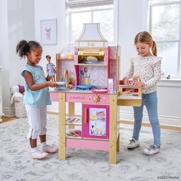 Interactive KidKraft Barbie Wooden Play Kitchen Set