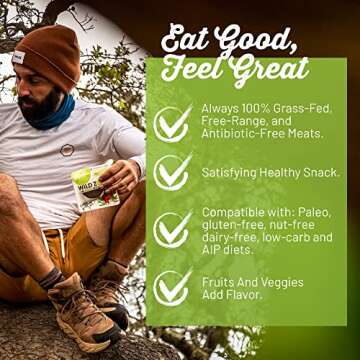 Wild Zora Meat & Veggie Bars, BBQ Beef, 10-Pack, 100% Grass Fed Beef, Healthy Jerky Paleo Snacks with Veggies, Gluten Free, Soy Free, High Protein, No Added Sweetener, Beef Jerky Snack Packs