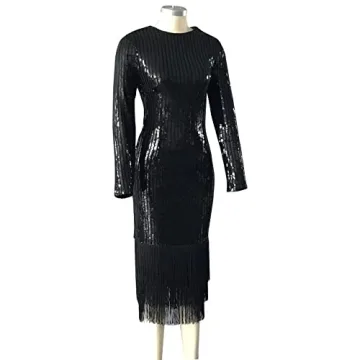 Cololura Sequin Long Sleeve Bodycon Dress for Parties