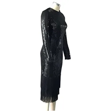 Cololura Sequin Long Sleeve Bodycon Dress for Parties