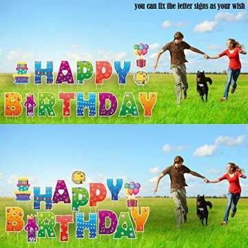16Pcs Happy Birthday Yard Signs with Stakes, 16" Large Waterproof Birthday Sign Yard, Garden Lawn Decorations for Party Outdoor Decor Reusable & Colourful Happy Birthday Lawn Sign