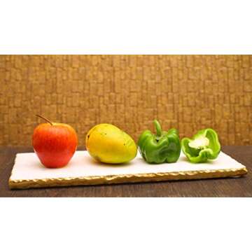 GMRS Home White Marble Rectangular Board with Gold Foiling - 15 Inches