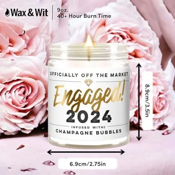 Wax & Wit 2024 Engagement Candles Gifts for Couples - Bridal Shower Gifts for Bride Gifts - Bachelorette Gifts for Bride to Be Gifts - Engagement Gifts for Her - Gifts for Newly Engaged Couples, 9oz