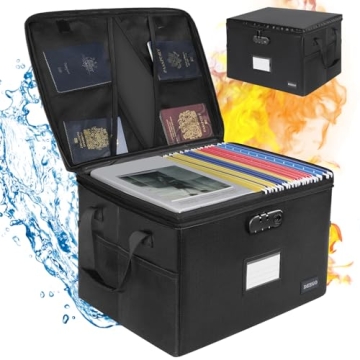 DEEGO Fireproof & Water-Resistant Document Box with Lock - Portable & Collapsible