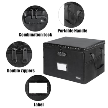 DEEGO Fireproof Water-Resistant Document Box with Lock