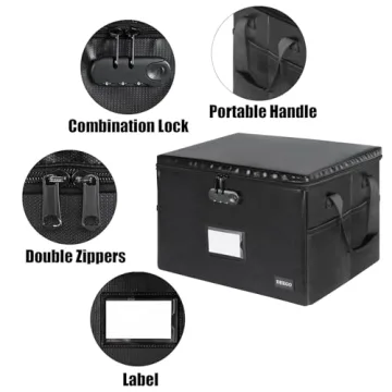 DEEGO Fireproof Water-Resistant Document Box with Lock
