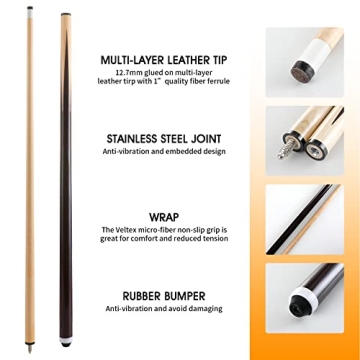 HMQQ Pool Cue Stick Set of 2 or 4 for All Skills