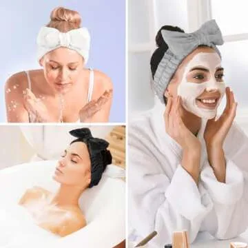 LADES Soft Skincare Headband – Adjustable, Comfortable & Stretchy Fabric, Cute Patterns for Makeup, Facial – Non-Slip, Headband for Hair Control