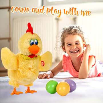 SOMOYA Chicken Laying Egg Toys Animal Toy Electric Plush Crazy Toy Dancing with Sound Music Easter Toys Yellow