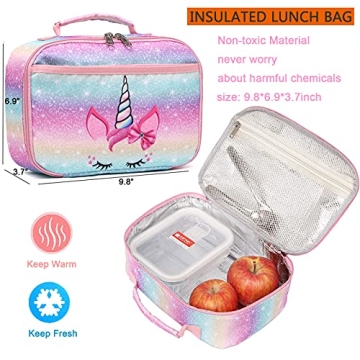 Unicorn Octsky Backpack and Lunch Bag for Kids