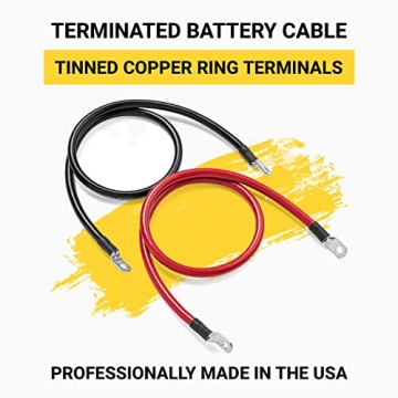 Spartan Power Battery Cable 1 Foot or 12 Inch 4 Gauge AWG Wire Set 5/16" M8 Made in USA