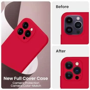 FireNova Designed for iPhone 14 Pro Case, Silicone Upgraded [Camera Protection] Phone Case with [2 Screen Protectors], Soft Anti-Scratch Microfiber Lining Inside, 6.1 inch, Deep Red