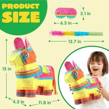Cinco De Mayo Donkey Pinata for Kids Birthday Party, (13 x 20 x 5 in.) for Fun Fiesta Taco Party Sup...