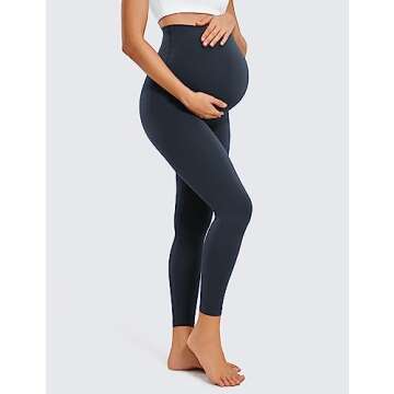 CRZ YOGA Womens Butterluxe Maternity Leggings Over The Belly 25" - Buttery Soft Workout Activewear Yoga Pregnancy Pants True Navy X-Small