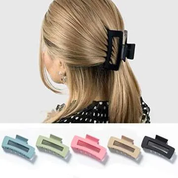 Women's thick rectangle claw clip,5 Color Hair jumbo claw clips,Strong Hold matte hair claw bannana clips,Fashion Hair Styling Accessories for women Girls