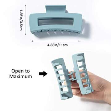 Women's thick rectangle claw clip,5 Color Hair jumbo claw clips,Strong Hold matte hair claw bannana clips,Fashion Hair Styling Accessories for women Girls