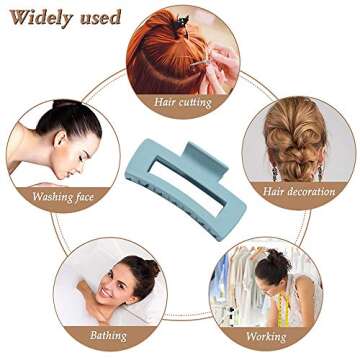Women's thick rectangle claw clip,5 Color Hair jumbo claw clips,Strong Hold matte hair claw bannana clips,Fashion Hair Styling Accessories for women Girls