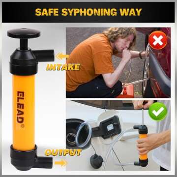ELEAD Multi-Use Siphon Vacuum Oil Extractor Pump Fluid Extractor Siphon Transfer Pump for Gasoline Liquid Oil Air and Automotive