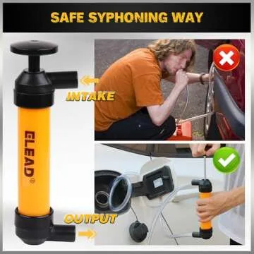 ELEAD Multi-Use Siphon Vacuum Oil Extractor Pump Fluid Extractor Siphon Transfer Pump for Gasoline Liquid Oil Air and Automotive