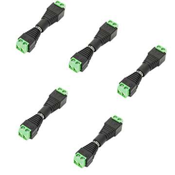 OdiySurveil(TM) 5Pairs 2.1mm x 5.5mm Female Male DC Power Plug Terminal Adapter for CCTV Cameras