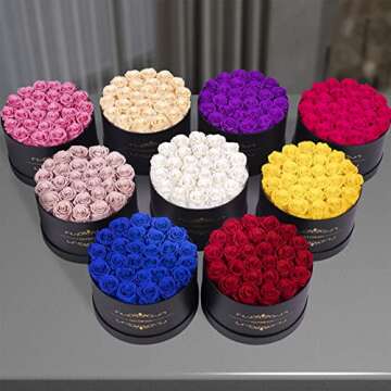 NATROSES Forever Preserved Roses in a Box, 100% Real Roses That Last Up to 3 Years, Preserved Flowers for Delivery Prime Birthday, Valentines Day Gifts for Her (White)