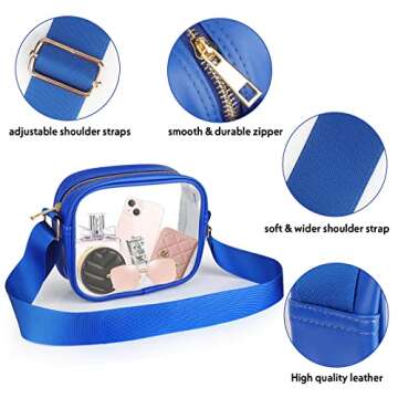 MOMSIV Clear Bag Stadium Approved, Clear Crossbody Bag with Adjustable Strap Clear Stadium Bag for Concerts Sports Events, Purses for Men & Women