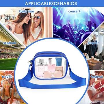 MOMSIV Clear Bag Stadium Approved, Clear Crossbody Bag with Adjustable Strap Clear Stadium Bag for Concerts Sports Events, Purses for Men & Women