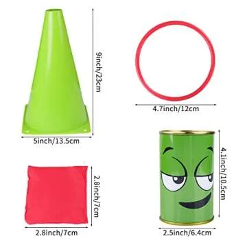 Hxezoc 36 Pack Carnival Games Set, 4 in 1 Soft Plastic Cones Cornhole Bean Bags Ring Can Toss Carnival Games Combo for Kids Adults Carnival Birthday Party School Field Indoor Outdoor Games Supplies