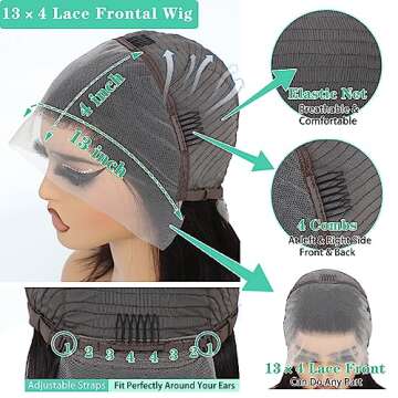 ADOIFAIR Bob Wig Human Hair Straight Bob Wigs 13x4 Lace Front Wigs For Black Women 10 Inch 180% Density Glueless Bob Wigs Human Hair Pre Plucked With Baby Hair Natural Color