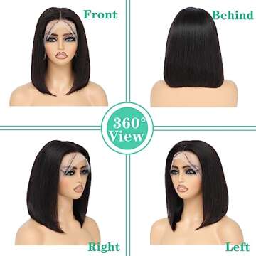 ADOIFAIR Bob Wig Human Hair Straight Bob Wigs 13x4 Lace Front Wigs For Black Women 10 Inch 180% Density Glueless Bob Wigs Human Hair Pre Plucked With Baby Hair Natural Color