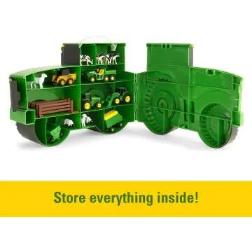 John Deere Vehicle Toy Set for Kids with Carry Case